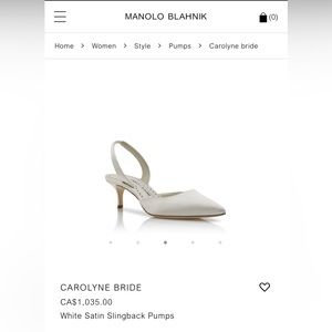 Manolo Blahnik- CAROLYNE BRIDE- White Satin Slingback Pumps